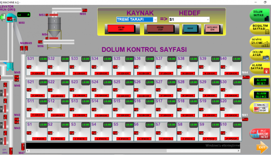 40'LI SİLO DOLUM VE BOŞALTIM HATTI OTOMASYON KONTROL SİSTEMİ